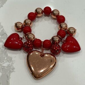 CHUNKY HEART ADORNED SLIP ON BRACELET